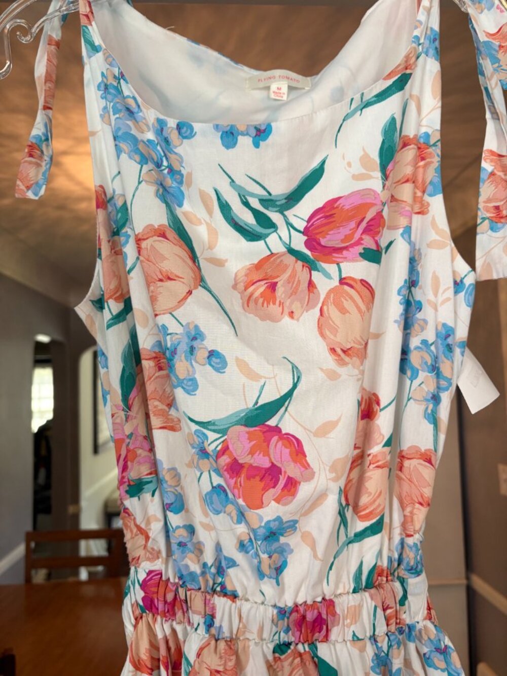 NWT Flying Tomato Floral Tie Strap Midi Fit & Flare Dress. Size M - Picture 6 of 14